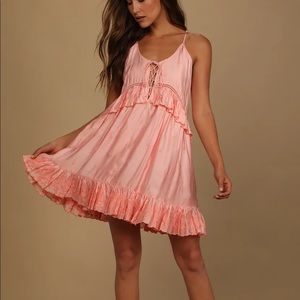 Lulus lace up embroidered dress- never been worn!